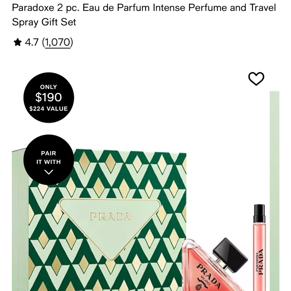 Prada Paradoxe Eau de Parfum Intense Perfume and Travel Spray Gift Set